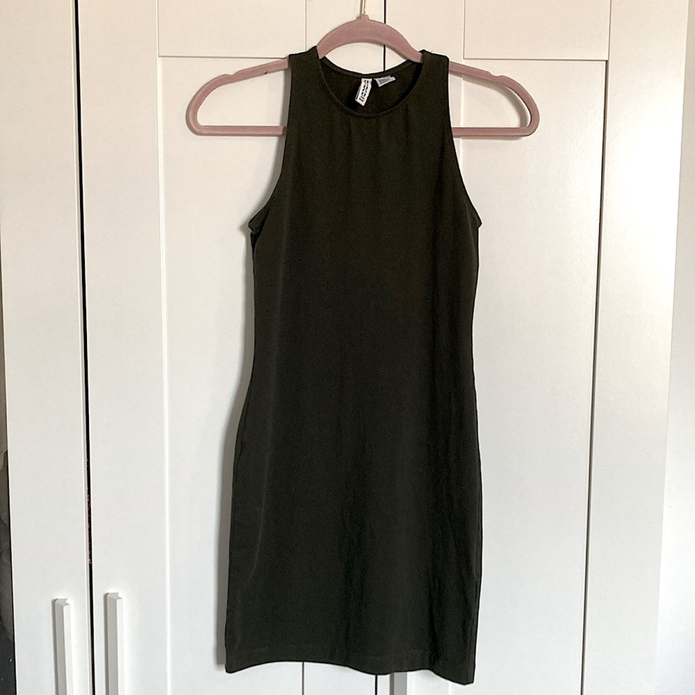 H&M olive green bodycon mini dress in size small